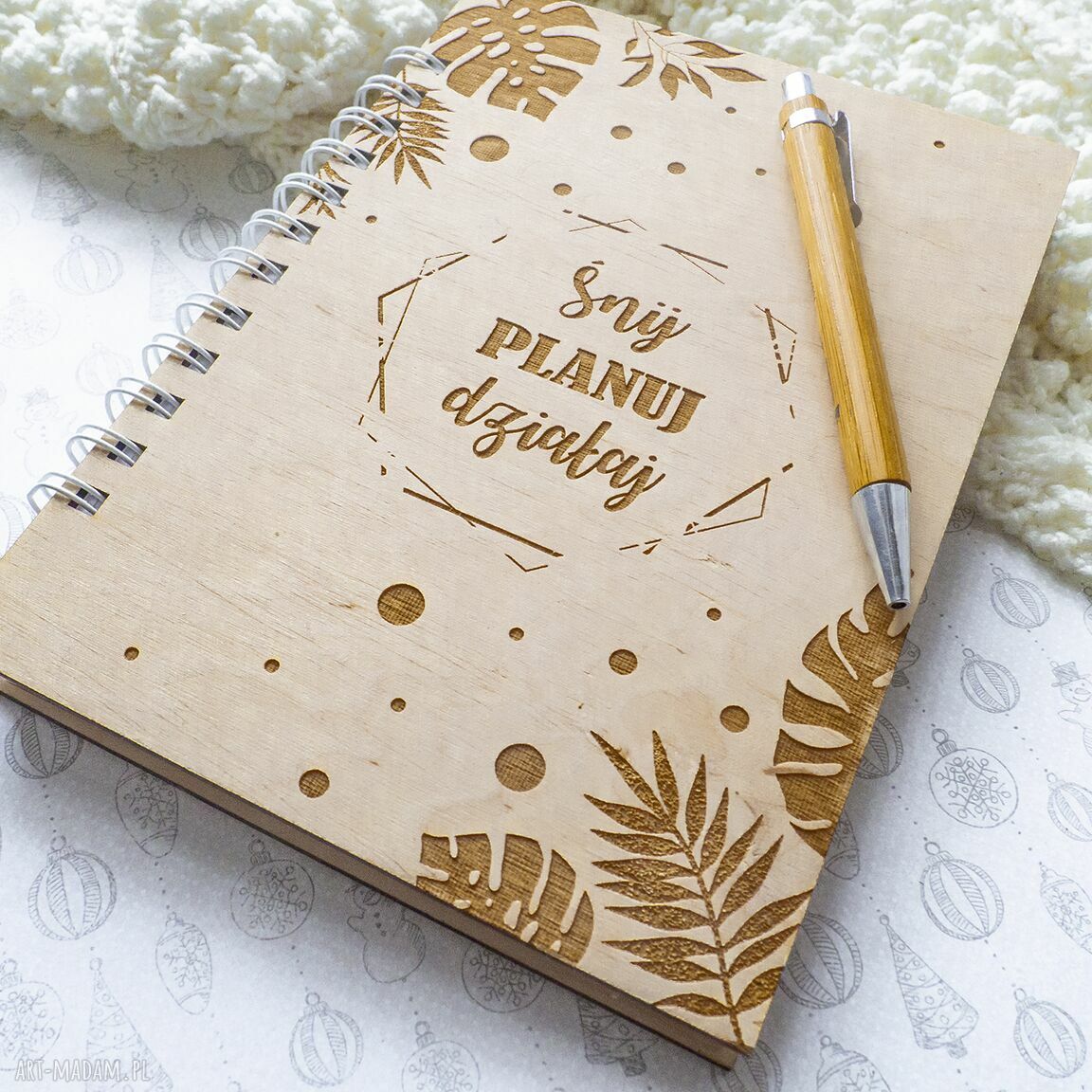 Notes A5 w drewnianej oprawie Tropiki z personalizowanym grawerem