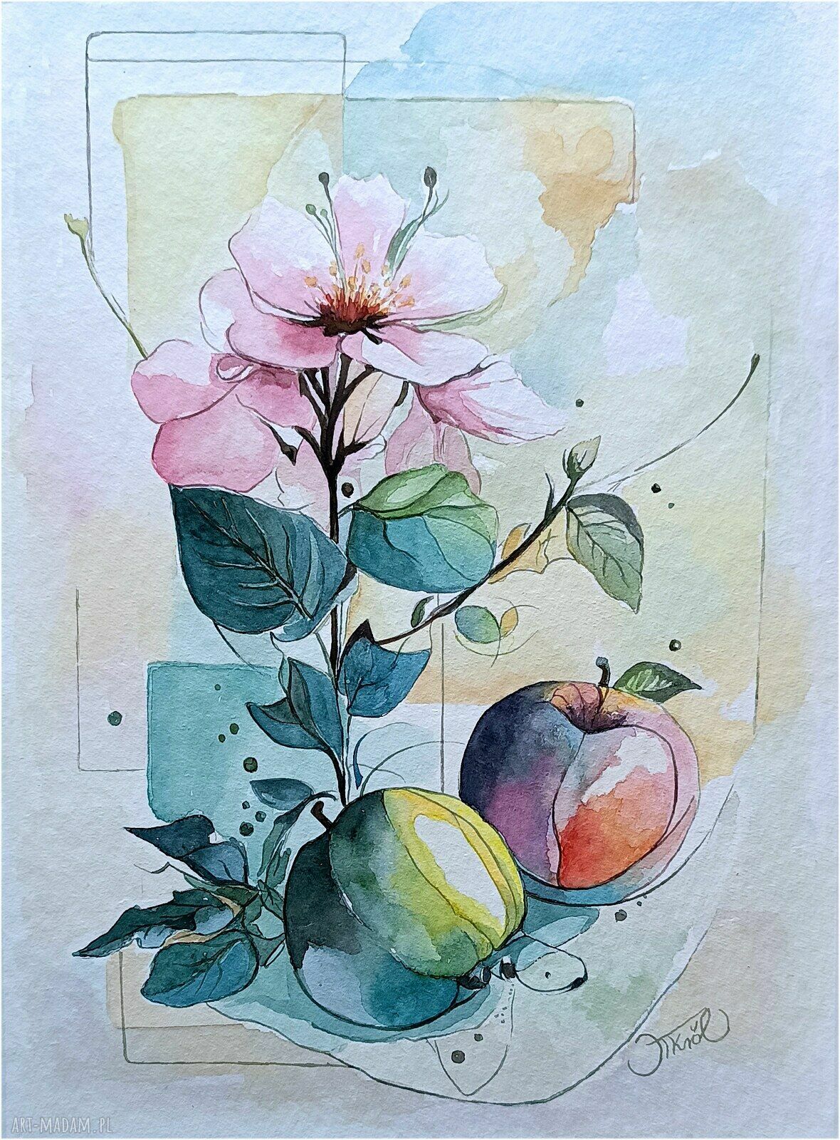 W kolorach natury - akwarela kwiaty 23x31 cm