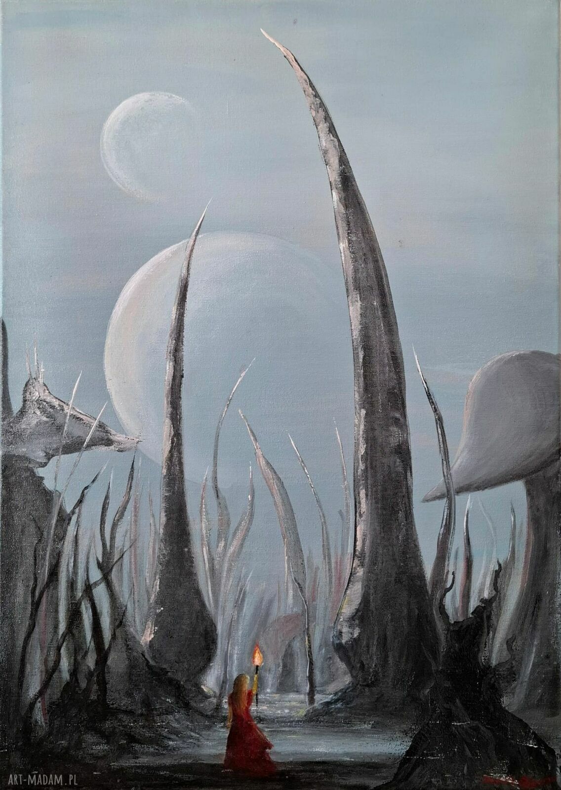 W Księżycową Jasną Noc - ręcznie malowany obraz olejny 50x70 cm