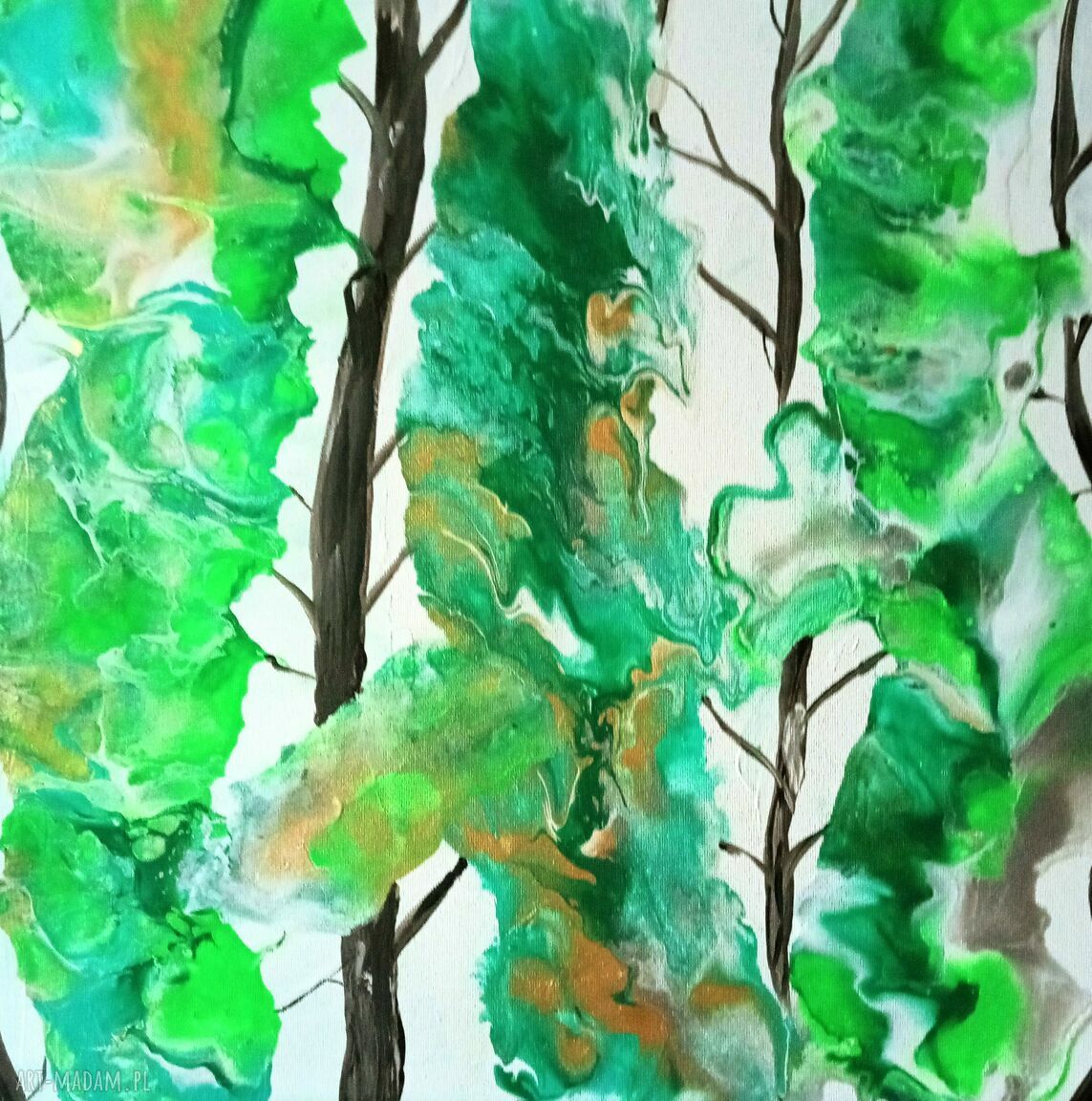 Obraz akrylowy „W leśnym gaju” - abstrakcja drzew 40x40 cm