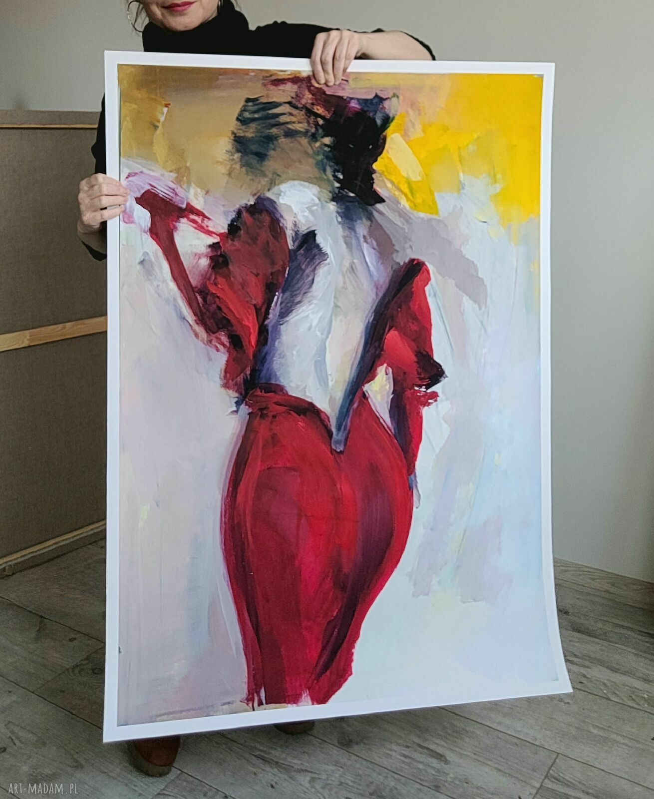 W Malinowej - duży obraz kobiety 100x70