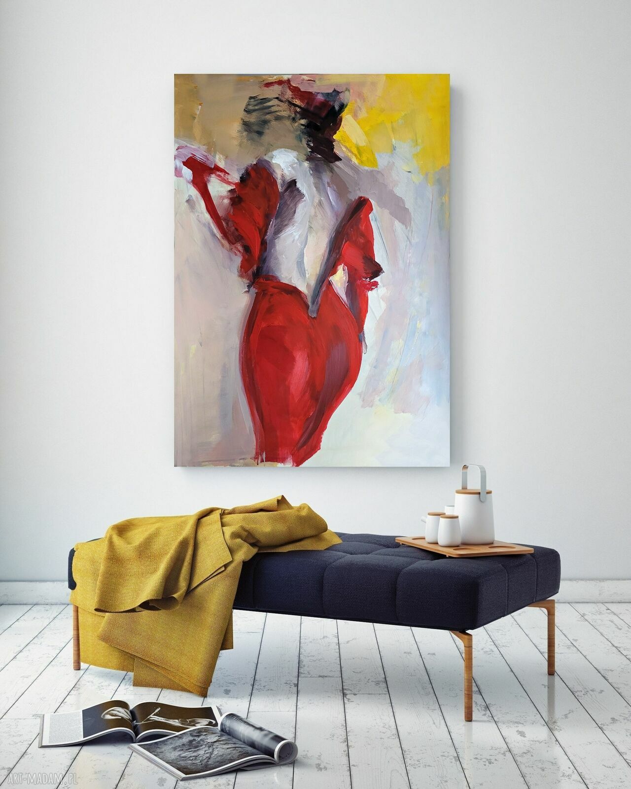 W Malinowej - duży obraz kobiety 100x70