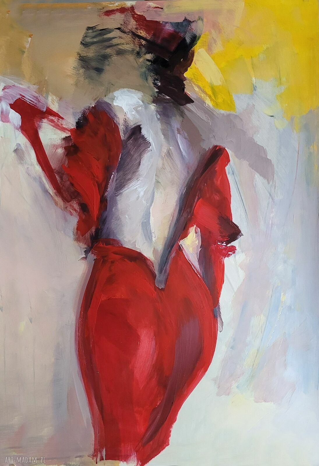 W Malinowej - duży obraz kobiety 100x70