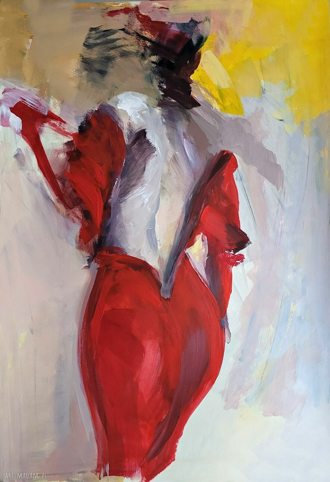 W Malinowej - duży obraz kobiety 100x70