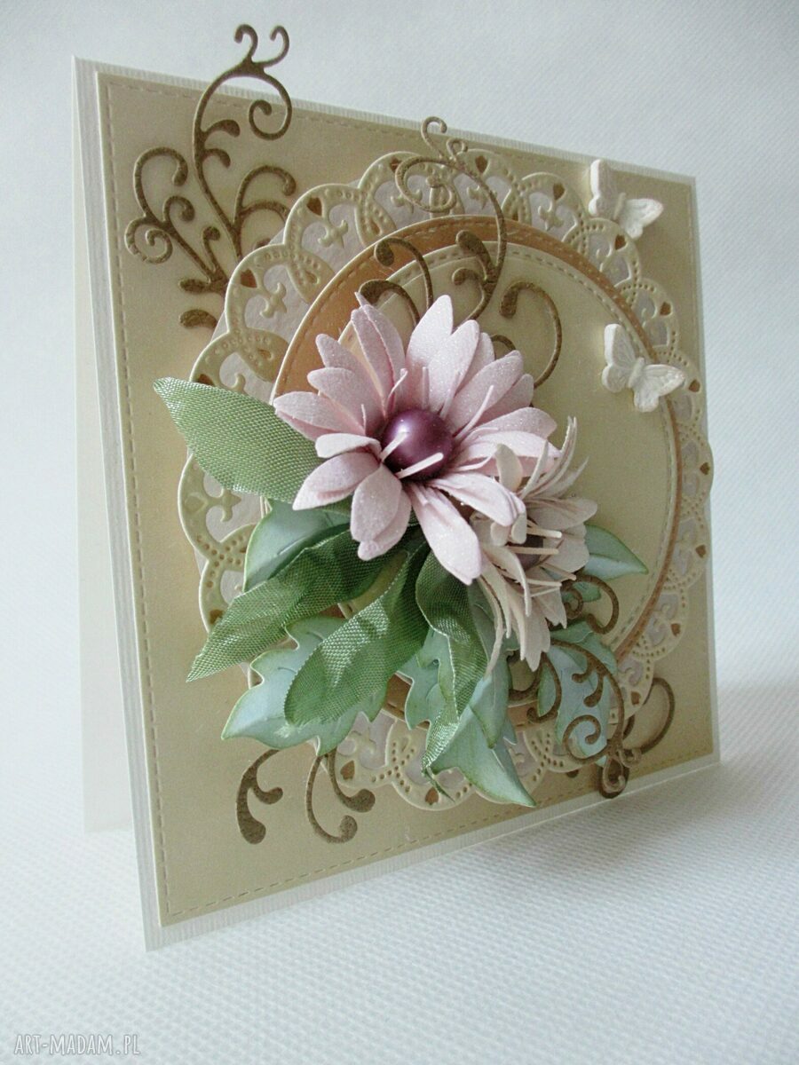 Kartka scrapbooking w pastelach 3D - życzenia, gratulacje i podziękowania