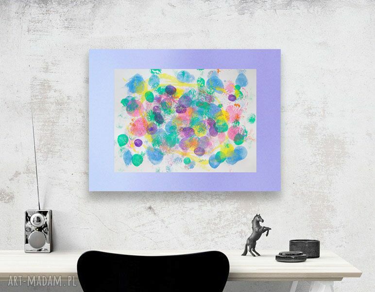 Pastelowa grafika abstrakcyjna 30x40 cm, ręcznie malowana do oprawienia - dekoracja na ścianę