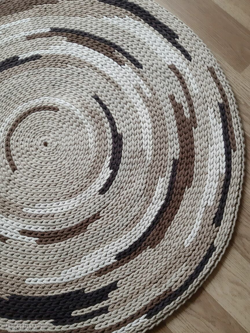 Dywan okrągły 90 cm z bawełnianego sznurka w ponadczasowych odcieniach brązu