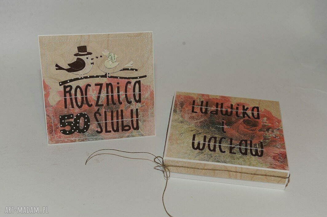 Kartka w pudełku na rocznicę ślubu - personalizowana pamiątka handmade