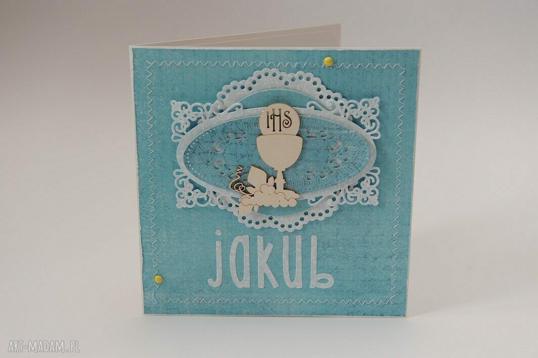 Kartka w pudełku na Komunię - ręcznie robiona i personalizowana