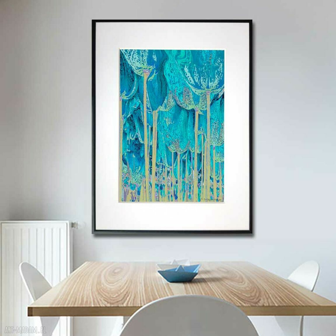 Grafika w ramie Tulipany i drzewa 30x40 - gotowa do zawieszenia