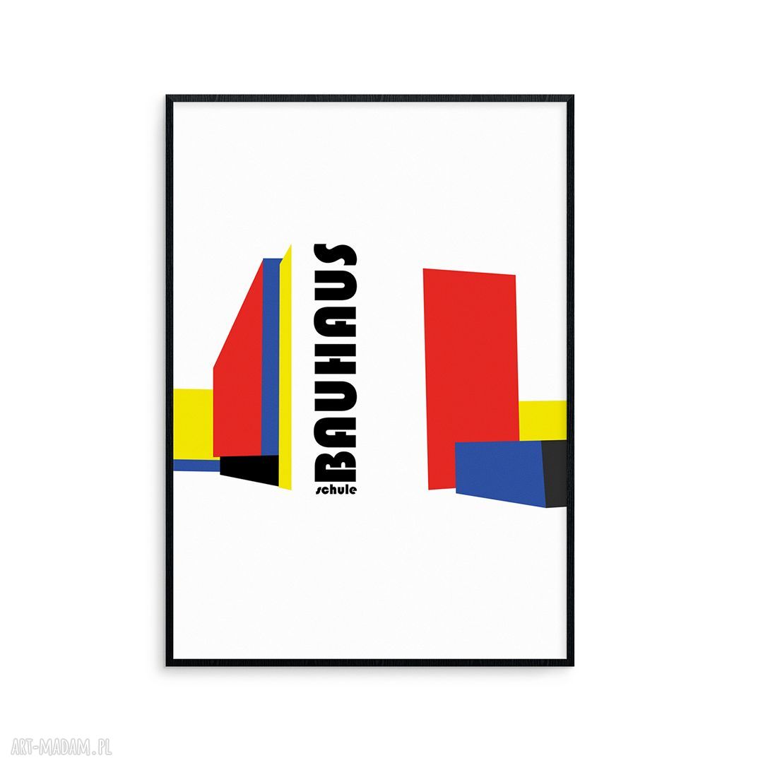 Grafika w ramie BAUHAUS 50x70 cm - geometryczna dekoracja w czarnej drewnianej ramie