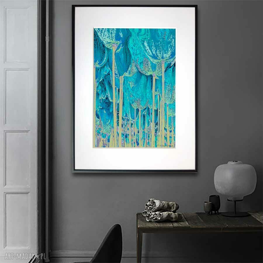 Grafika w ramie Tulipany i drzewa 30x40 - gotowa do zawieszenia