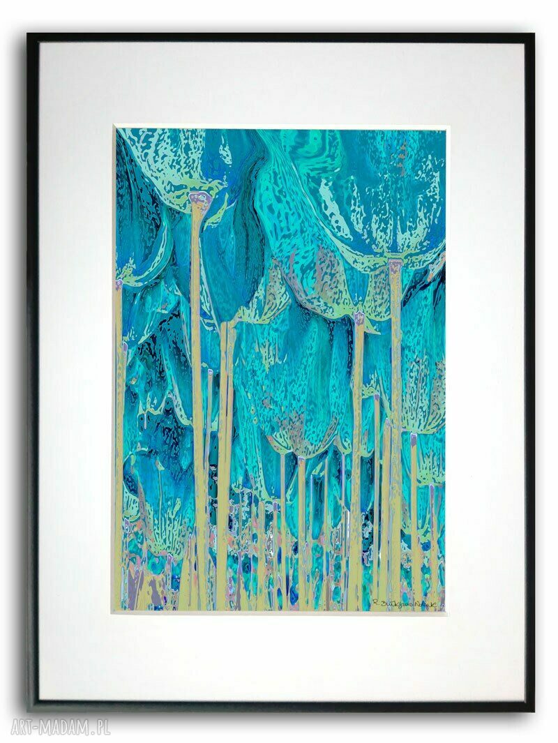 Grafika w ramie Tulipany i drzewa 30x40 - gotowa do zawieszenia