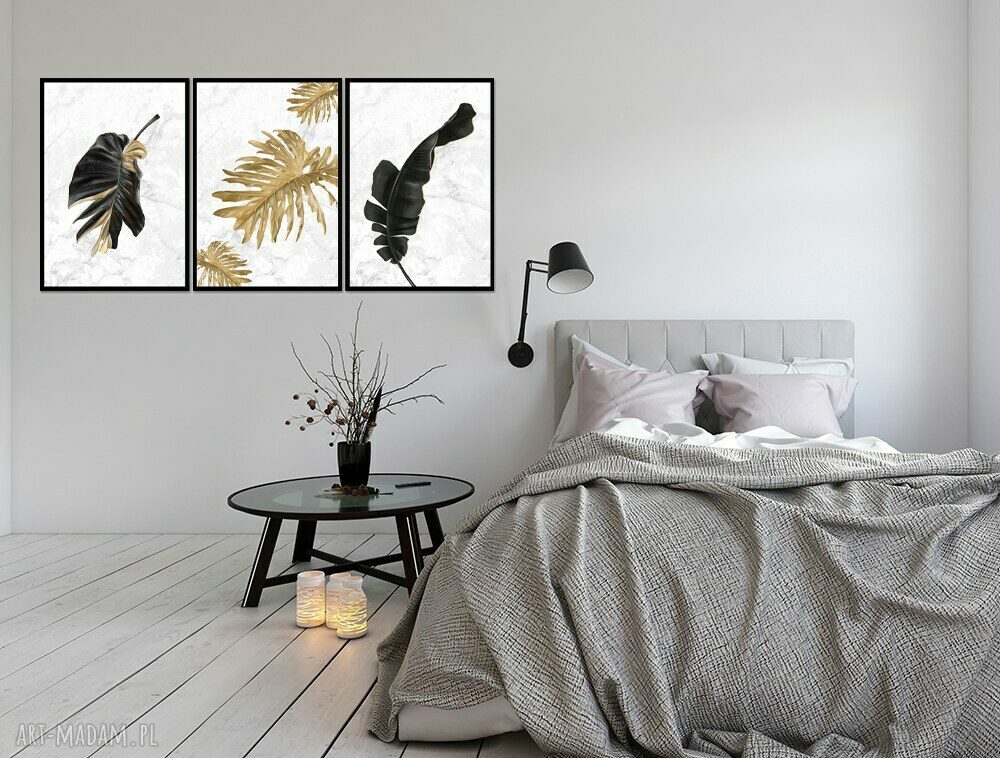Obrazy w ramie LIŚĆ 3R - 126x60cm na PŁÓTNIE kwiaty obraz natura liście