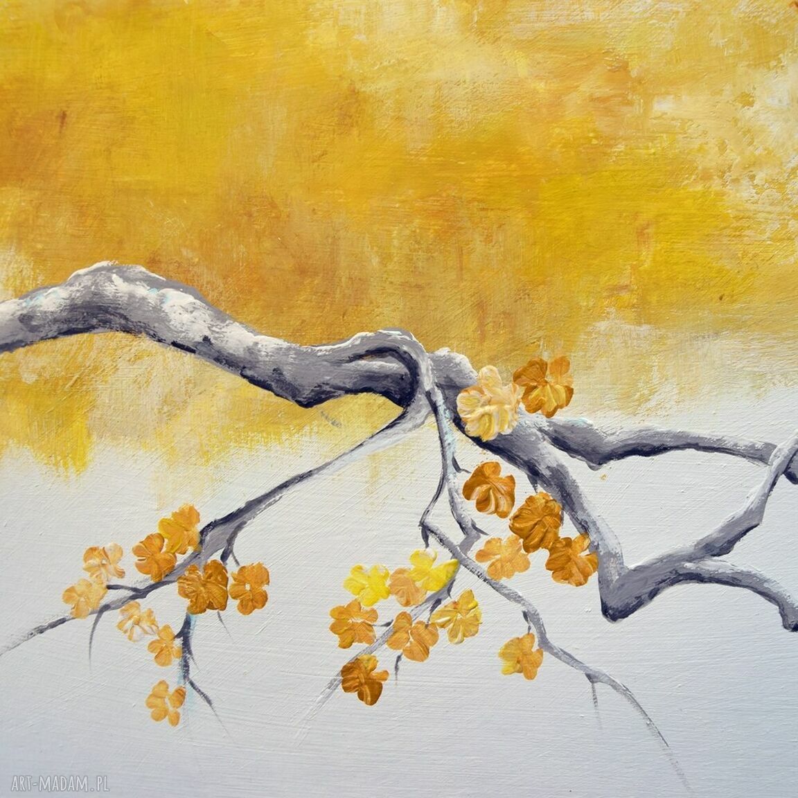 Drzewo w rozkwicie /3/ - obraz ręcznie malowany na płótnie (120x70 cm)