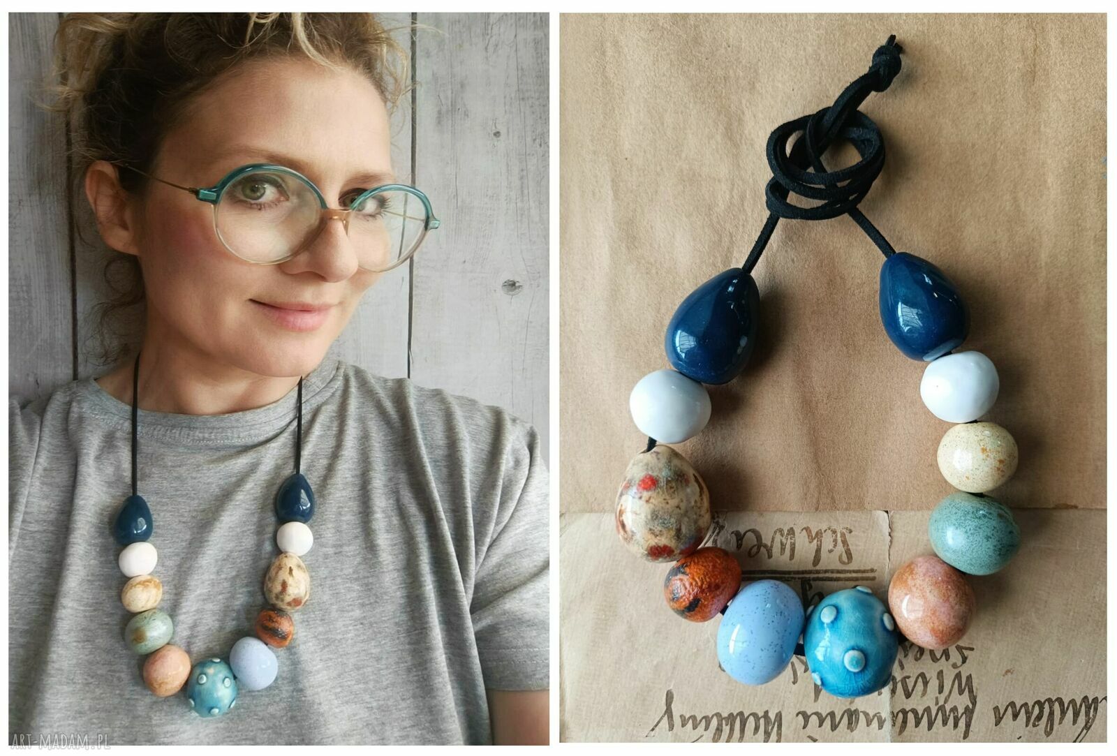 Korale w stylu boho z ceramiki - Wylęgarnia Pomysłów - unikatowa biżuteria