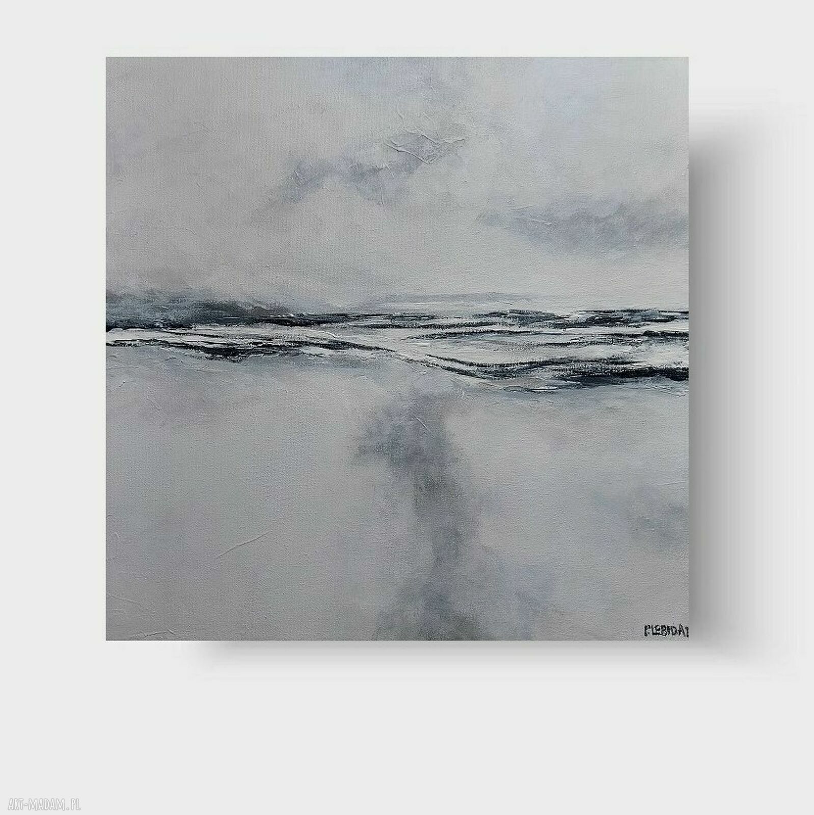 Obraz akrylowy 40x40 w szarości - kwadrat, ręcznie malowany