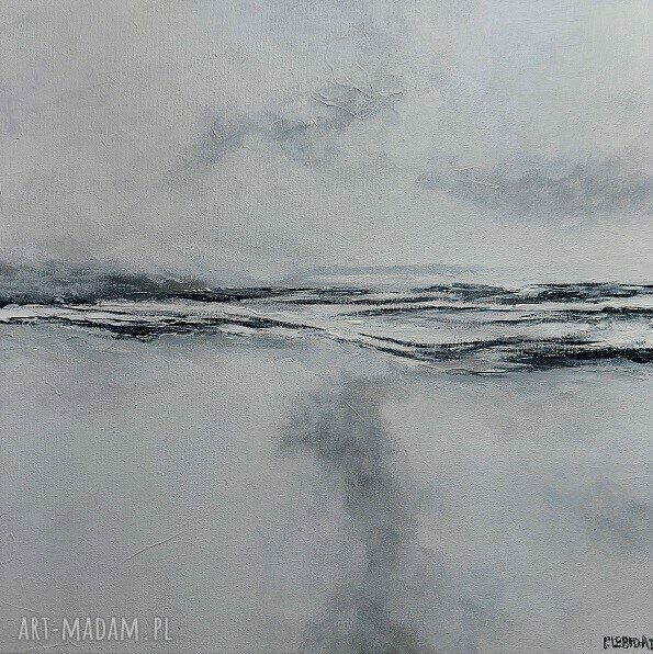 Obraz akrylowy 40x40 w szarości - kwadrat, ręcznie malowany