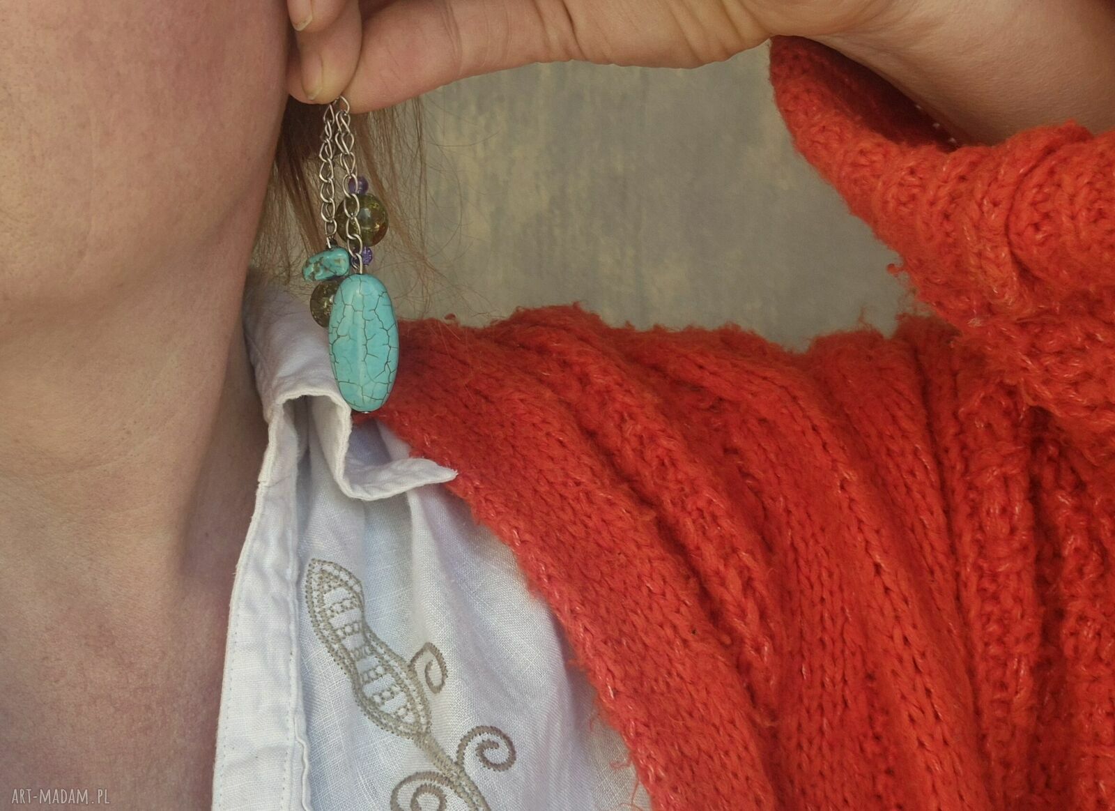 Turkusowe klipsy Ruda Klara - handmade w pojedynczym egzemplarzu