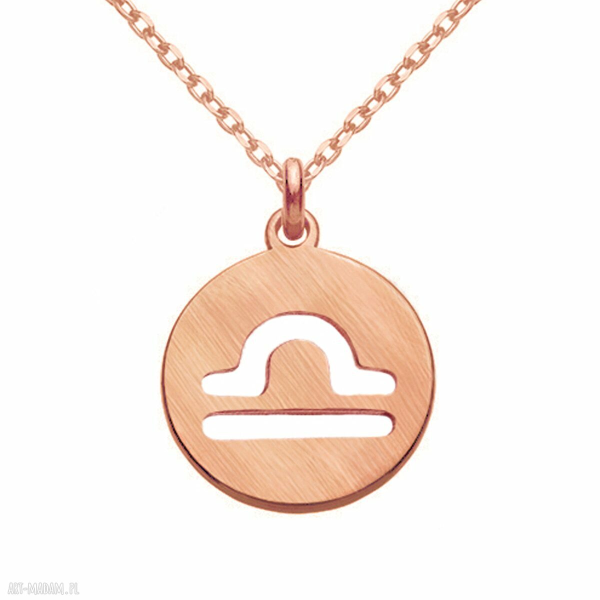 naszyjniki: Matowy naszyjnik z różowego złota z zodiakiem Wagi HandMade