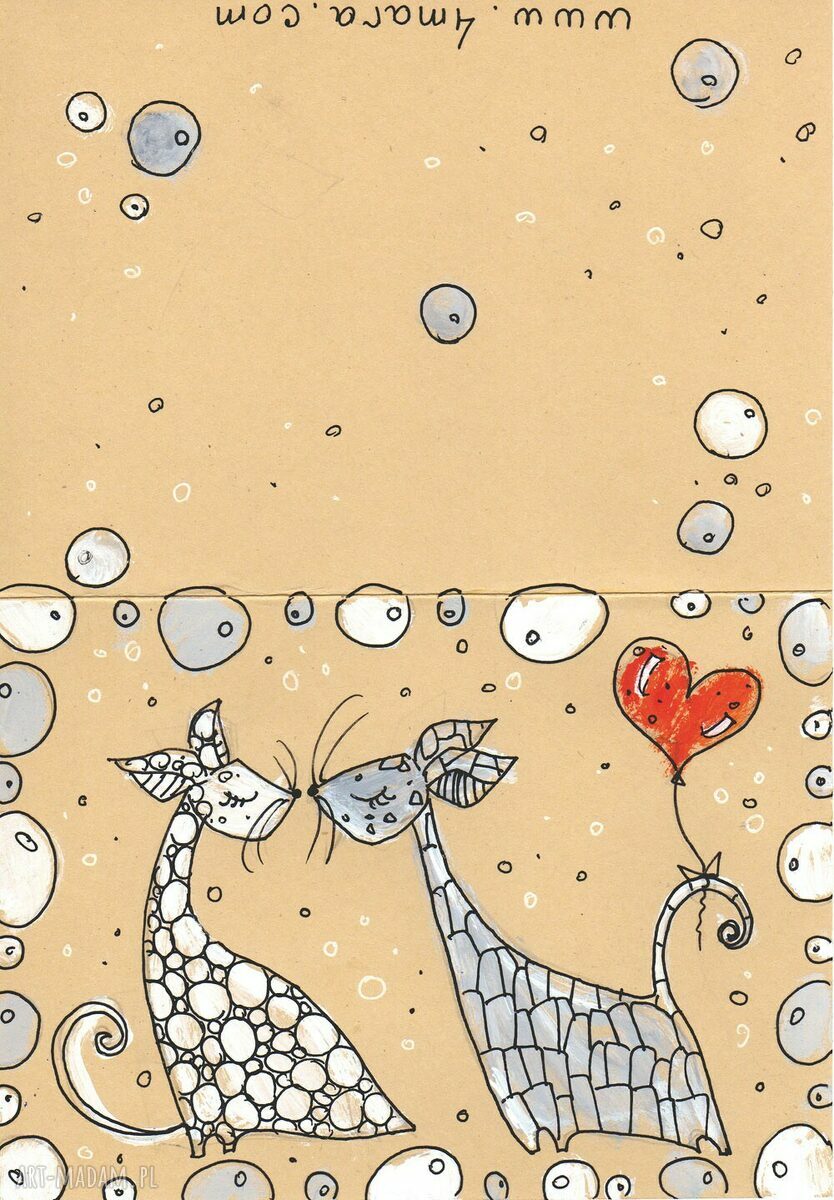 Ręcznie robiona kartka walentynkowa „Walentynki Koty 2” - scrapbooking z motywem kotów