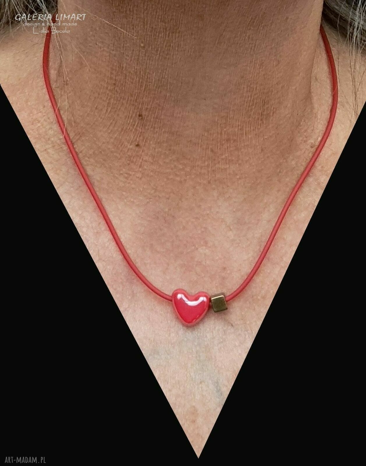 Walentynkowe serce z ceramiki - wisiorek handmade dla ukochanej osoby