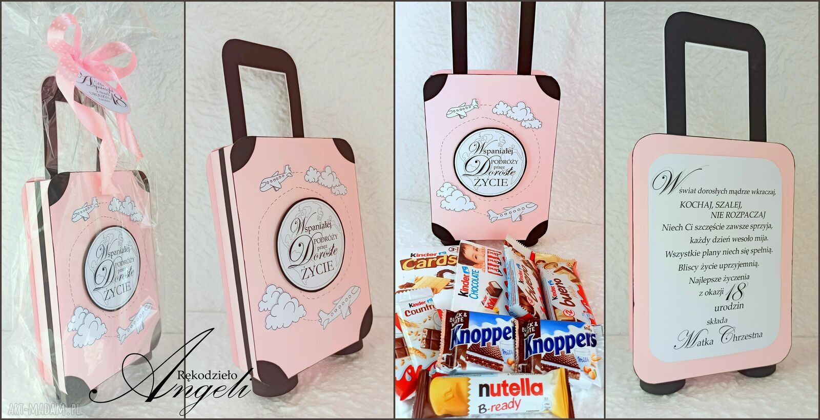 Walizka urodziny box słodyczy kartka 18stkę dla dziewczyny