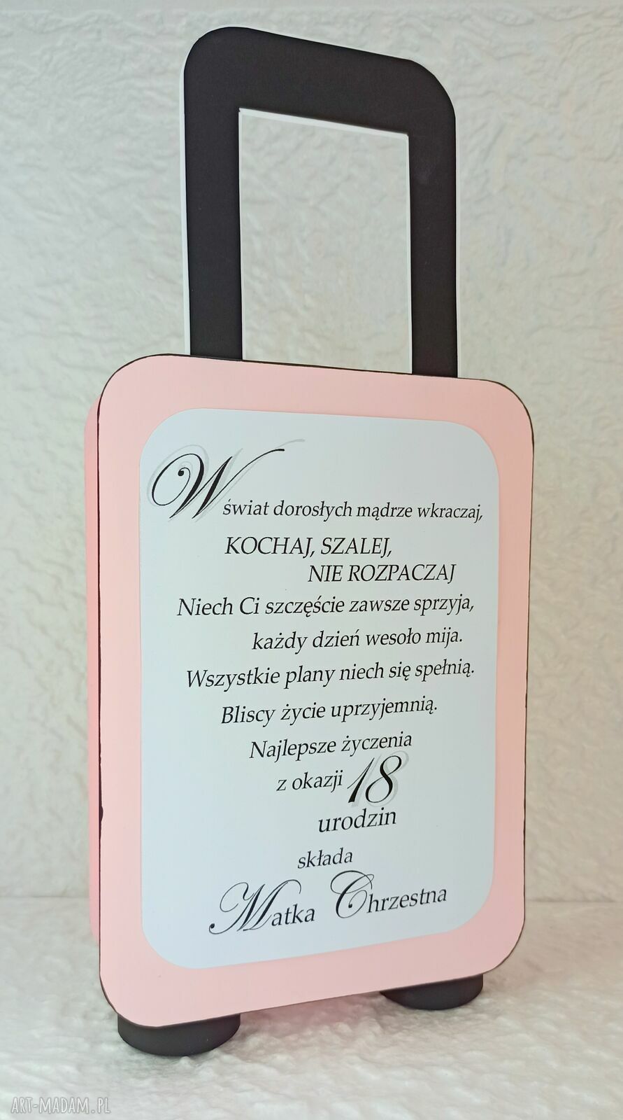 kartki: WALIZKA na 18 URODZINY Box słodyczy Kartka na 18stkę dla dziewczyny ręczne