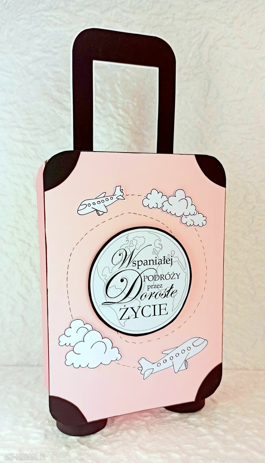 kartki: WALIZKA na 18 URODZINY Box słodyczy Kartka na 18stkę dla dziewczyny ręczne