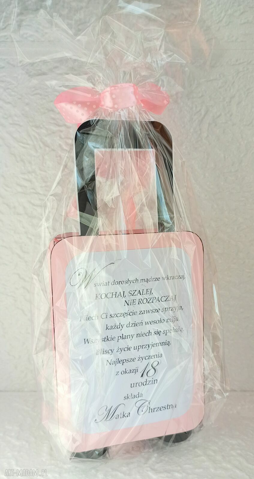 kartki: WALIZKA na 18 URODZINY Box słodyczy Kartka na 18stkę dla dziewczyny ręczne