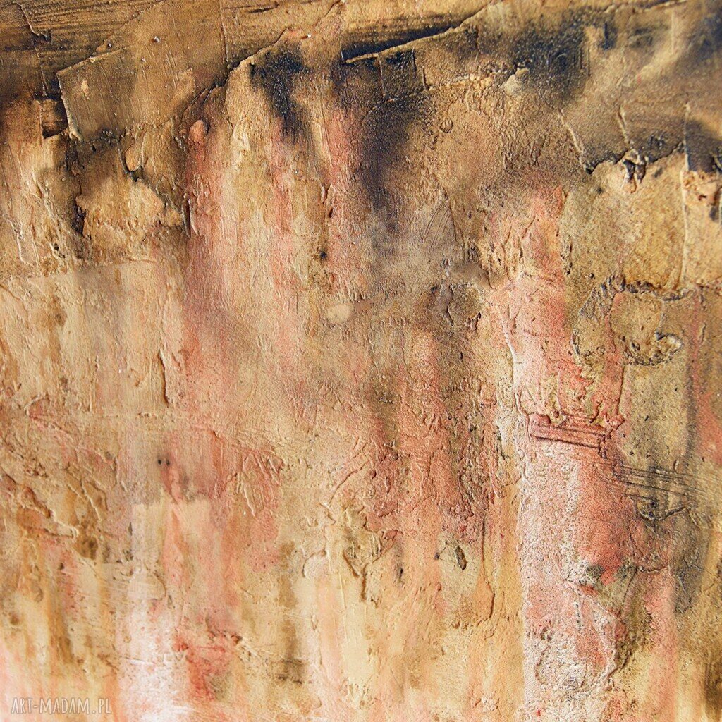 Warm glow - ciepły abstrakcyjny obraz na płótnie 70x100, ręcznie malowany