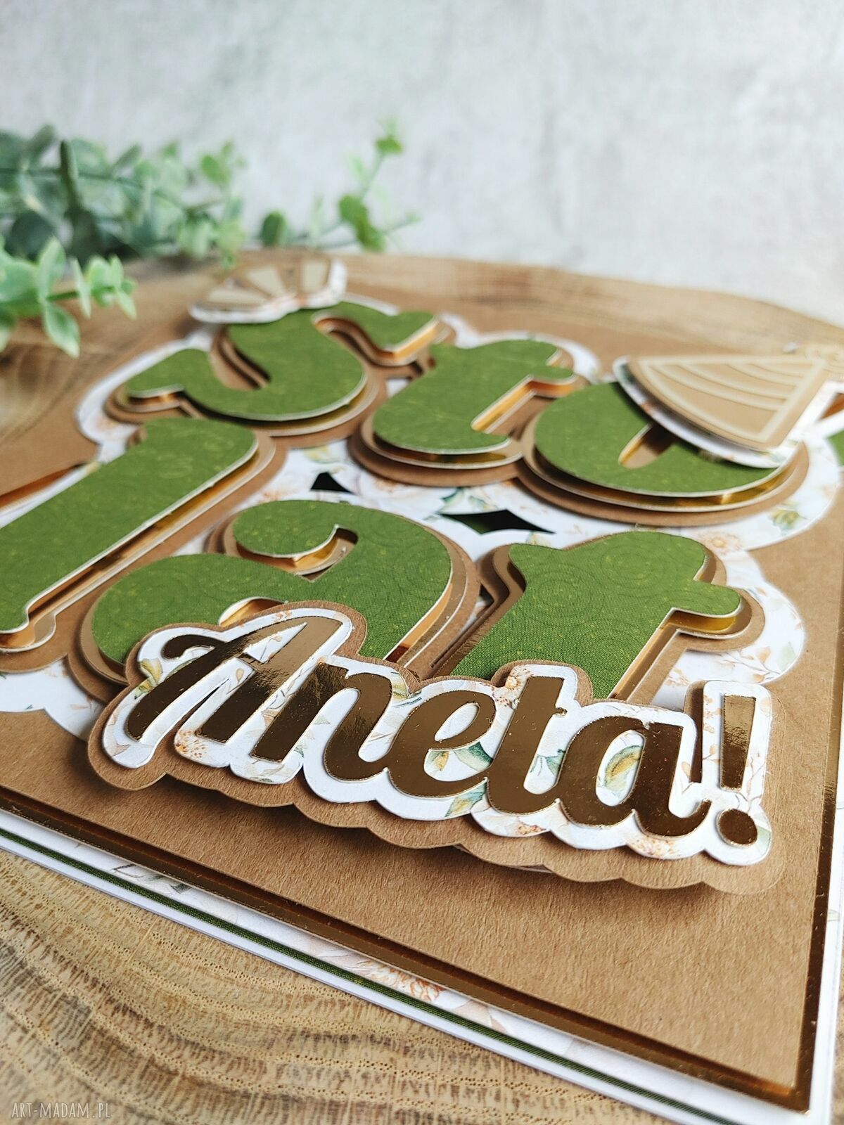 Warstwowa kartka urodzinowa „Sto lat” - personalizowana