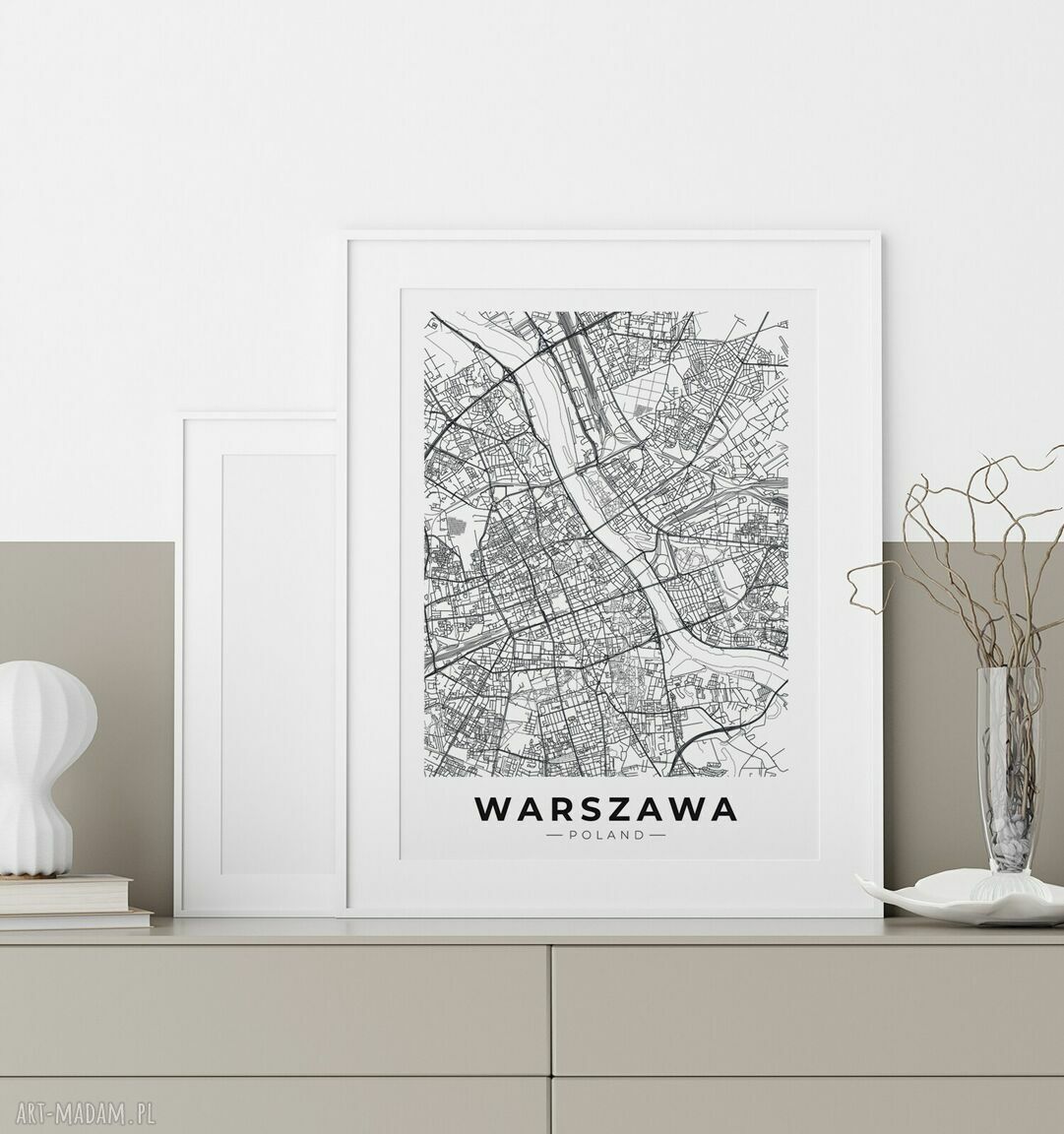Plakat Warszawa mapa 50x70 cm - miejska dekoracja do nowoczesnego wnętrza