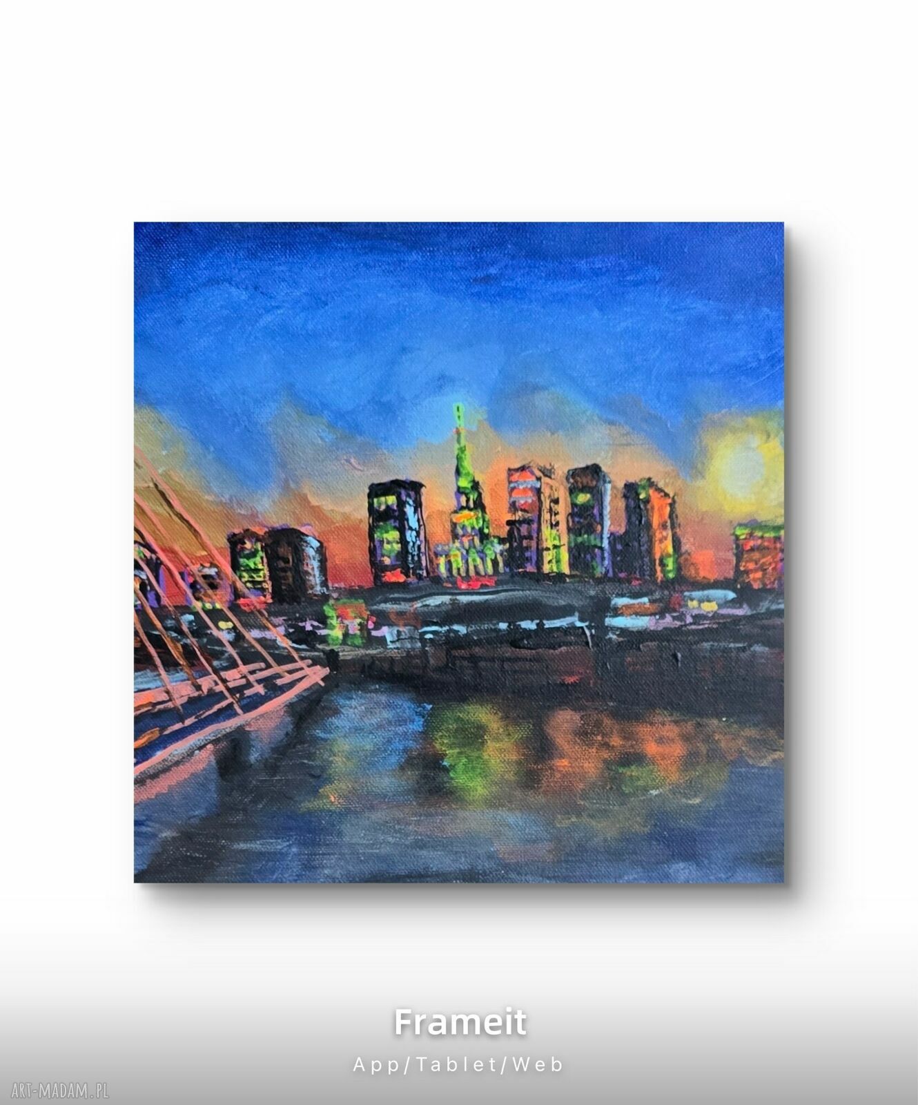 Warszawa - ręcznie malowany obraz na płótnie 40x40 cm (akryl i tempera)
