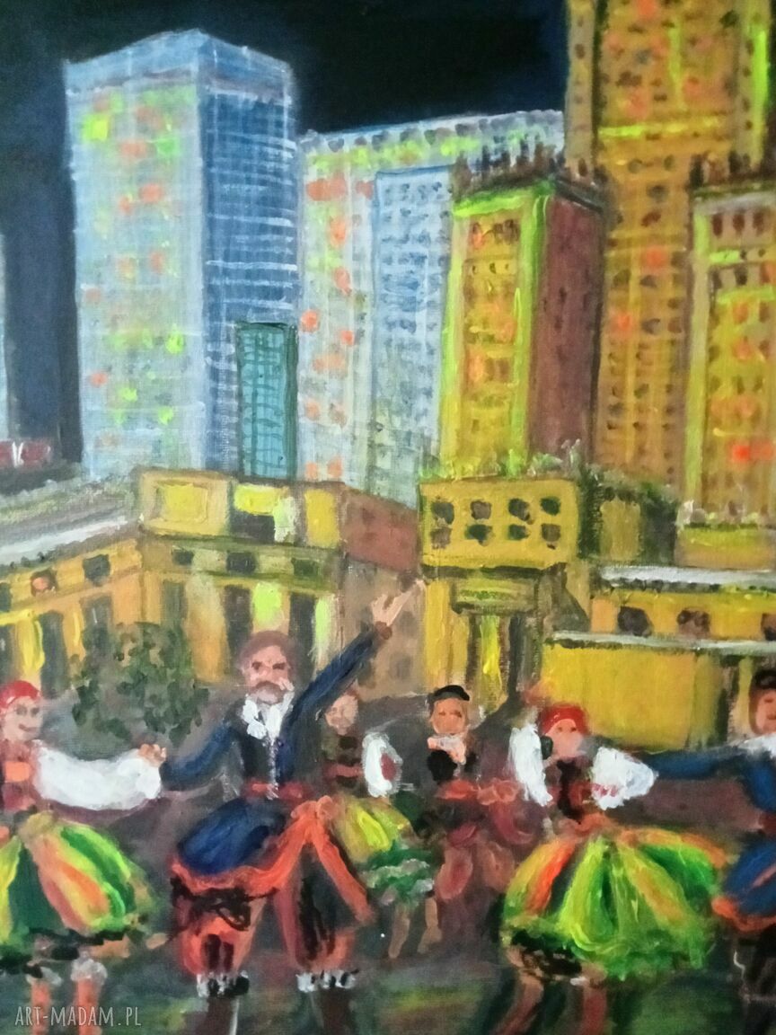 Warszawa - obraz akrylowy ręcznie malowany 50 x 70 cm (pejzaż, stolica Polski)