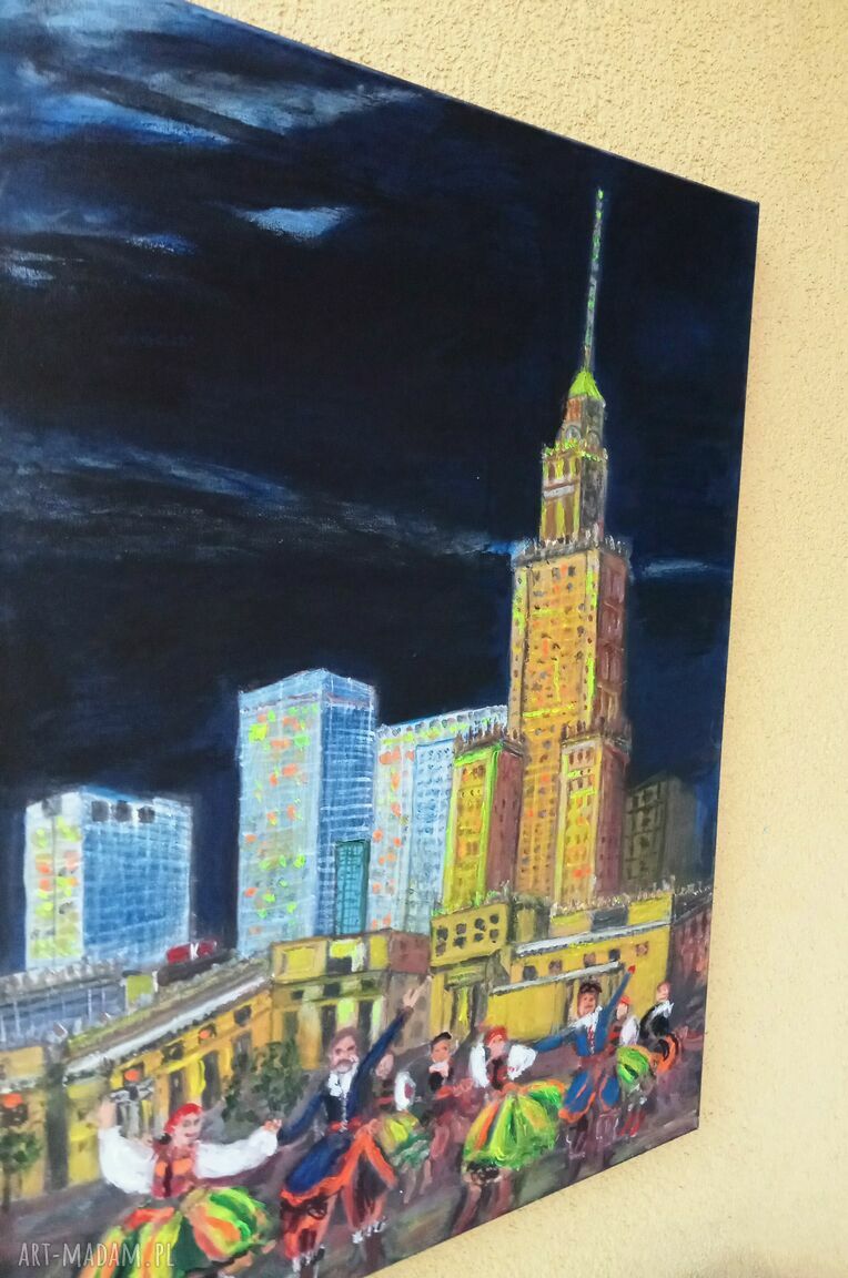 Warszawa - obraz akrylowy ręcznie malowany 50 x 70 cm (pejzaż, stolica Polski)