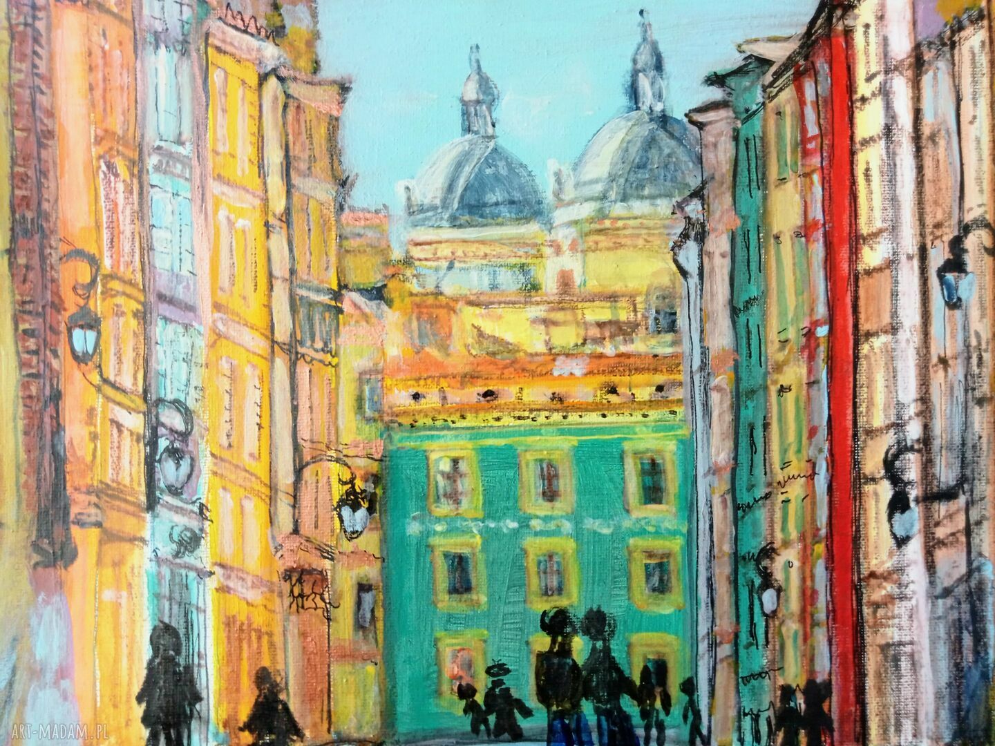 Obraz „Warszawa ul. Piwna” - akryl tempera, sygnowany i gotowy do zawieszenia