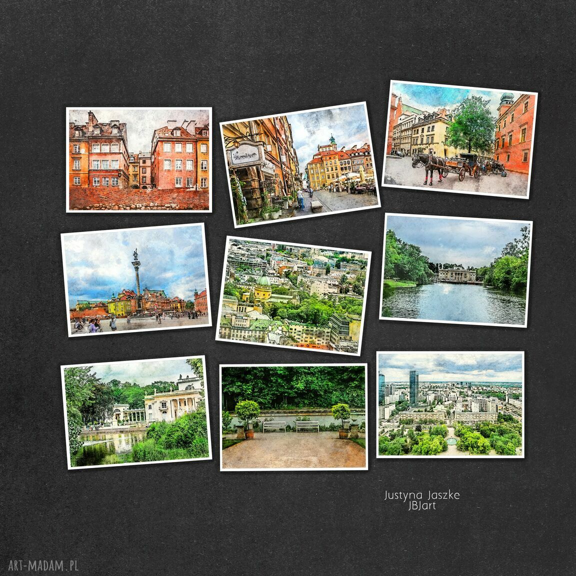 Warszawa w akwareli - zestaw 9 grafik w rozmiarze 13x18 cm