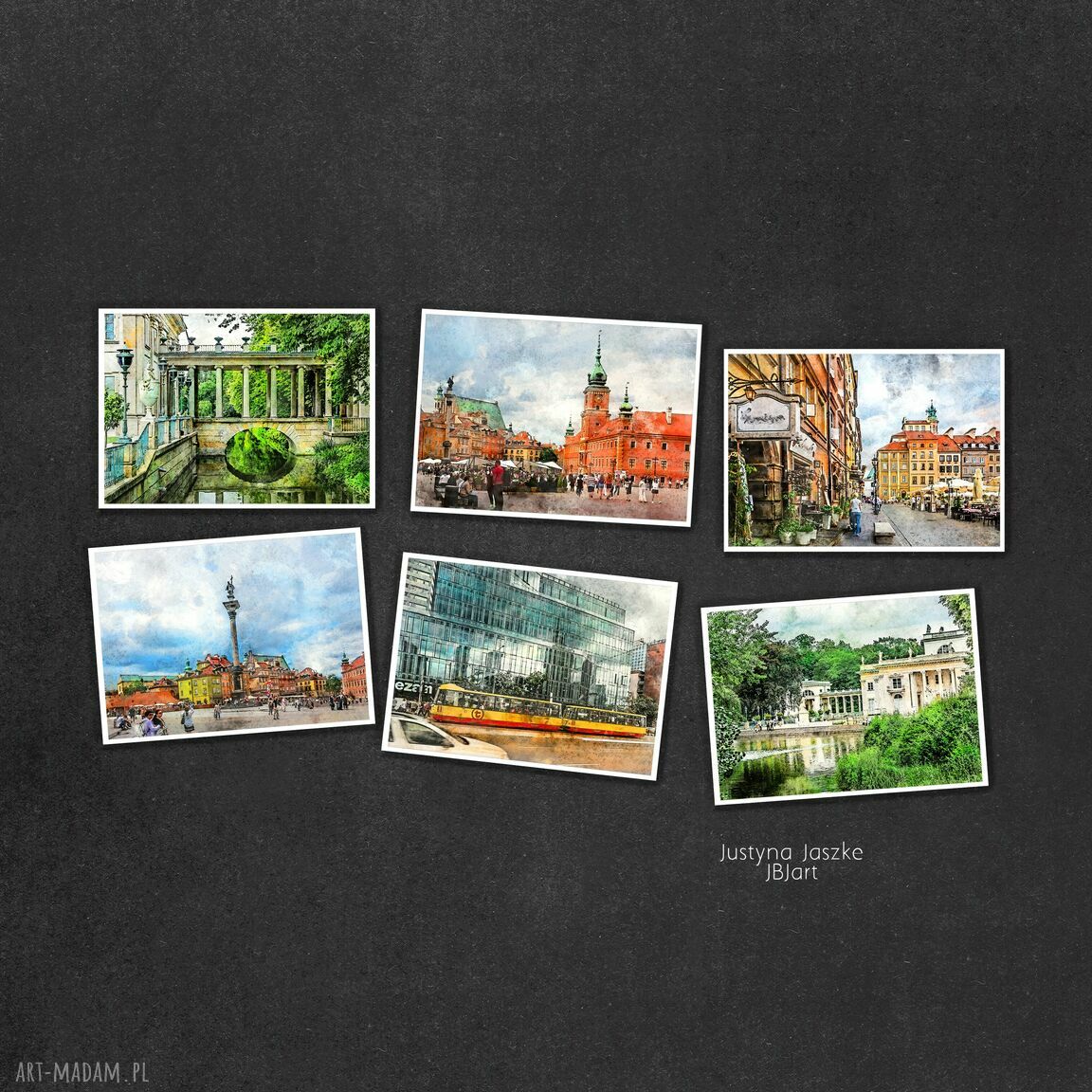 Warszawa w akwareli - zestaw 6 grafik w rozmiarze 13x18 cm