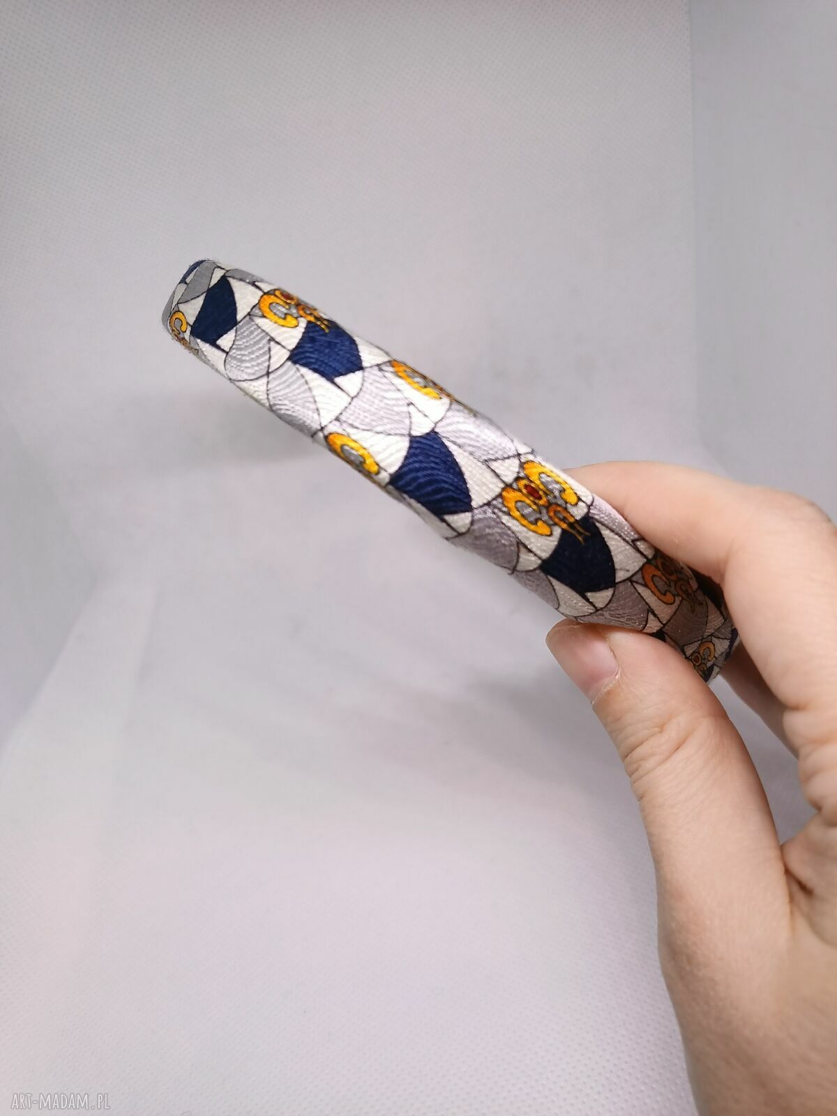 Wąska jedwabna opaska do włosów Puffy - ręcznie szyta z gąbką (zero waste)