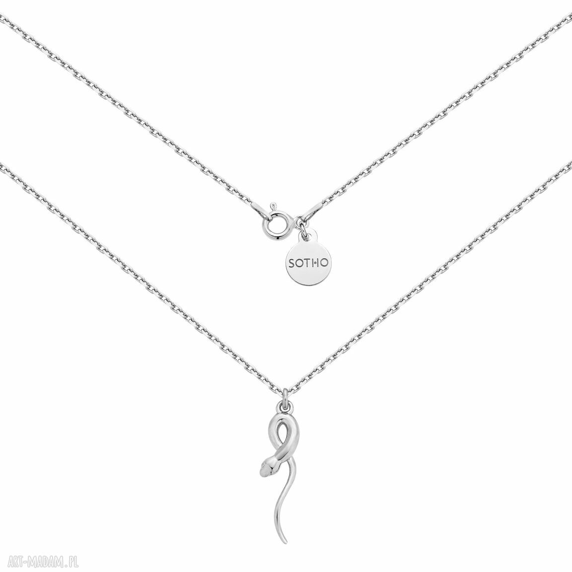 Srebrny naszyjnik wężem łańcuszek wąż snake elegancki gruby