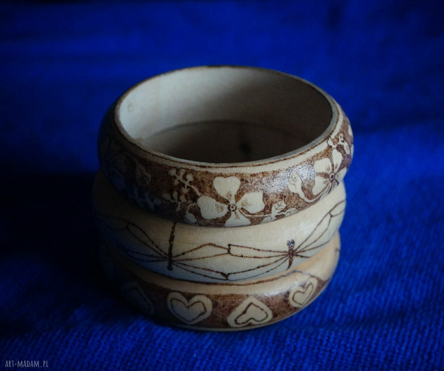 bransoletki: Ważkowa Bransoleta ręcznie wypalana drewniana bransoletka Handmade