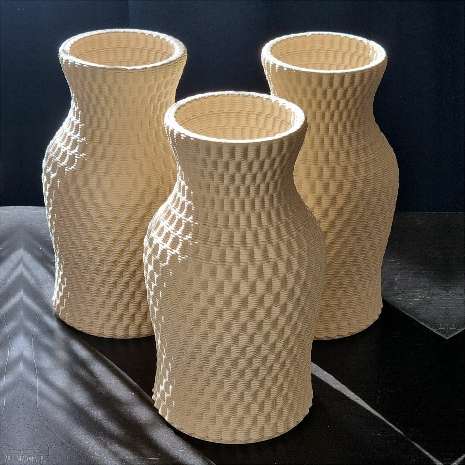 Wazon ceramiczny druk 3D Nowoczesny Minimalistyczny na kwiaty - beżowy, 21 cm