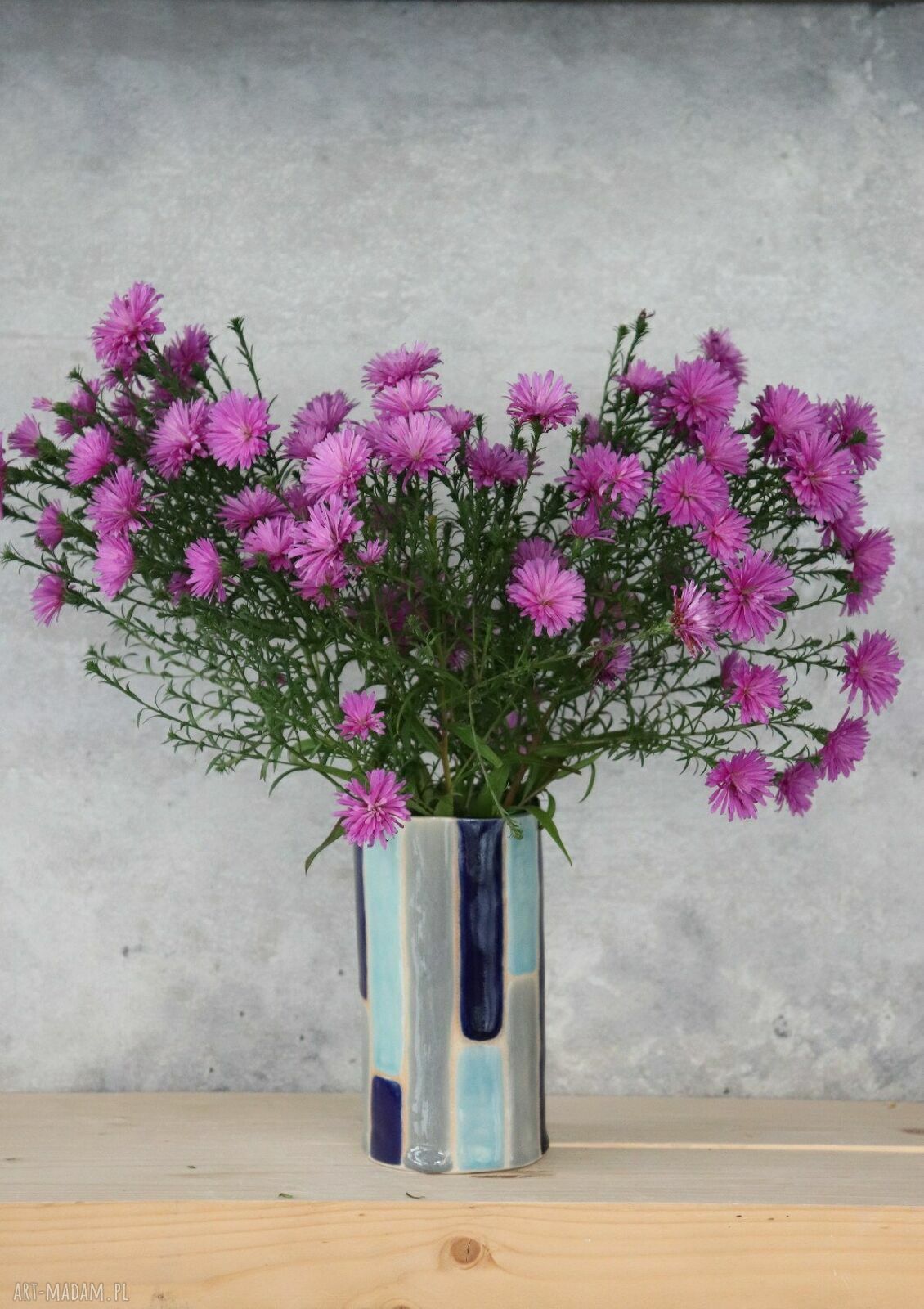 Wazon ceramiczny Otuliny - handmade w błękicie i szarości