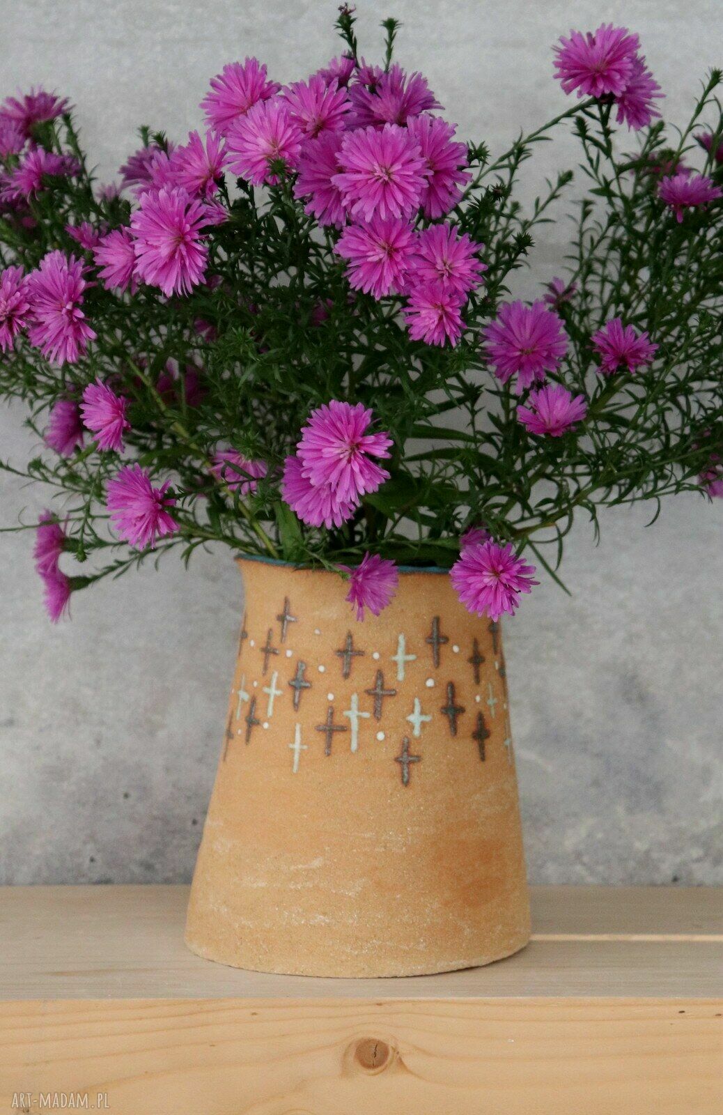 Wazon ceramiczny Otuliny - żółty, zdobiony szkliwem