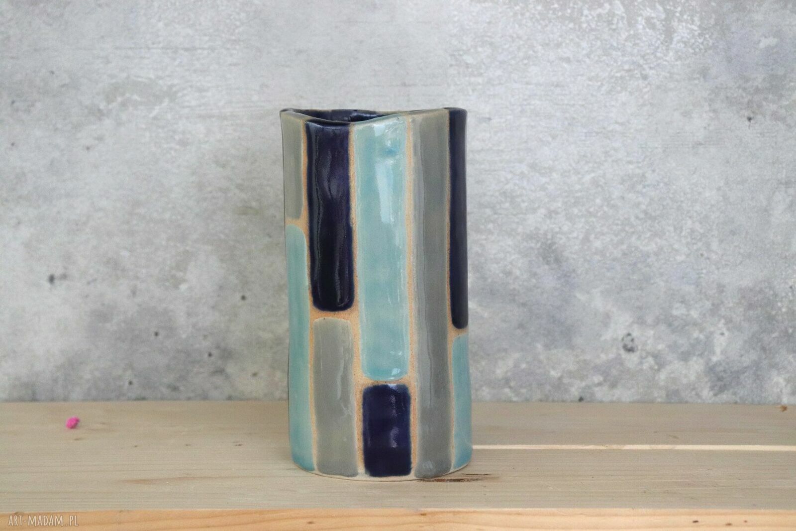 Wazon ceramiczny Otuliny - handmade w błękicie i szarości
