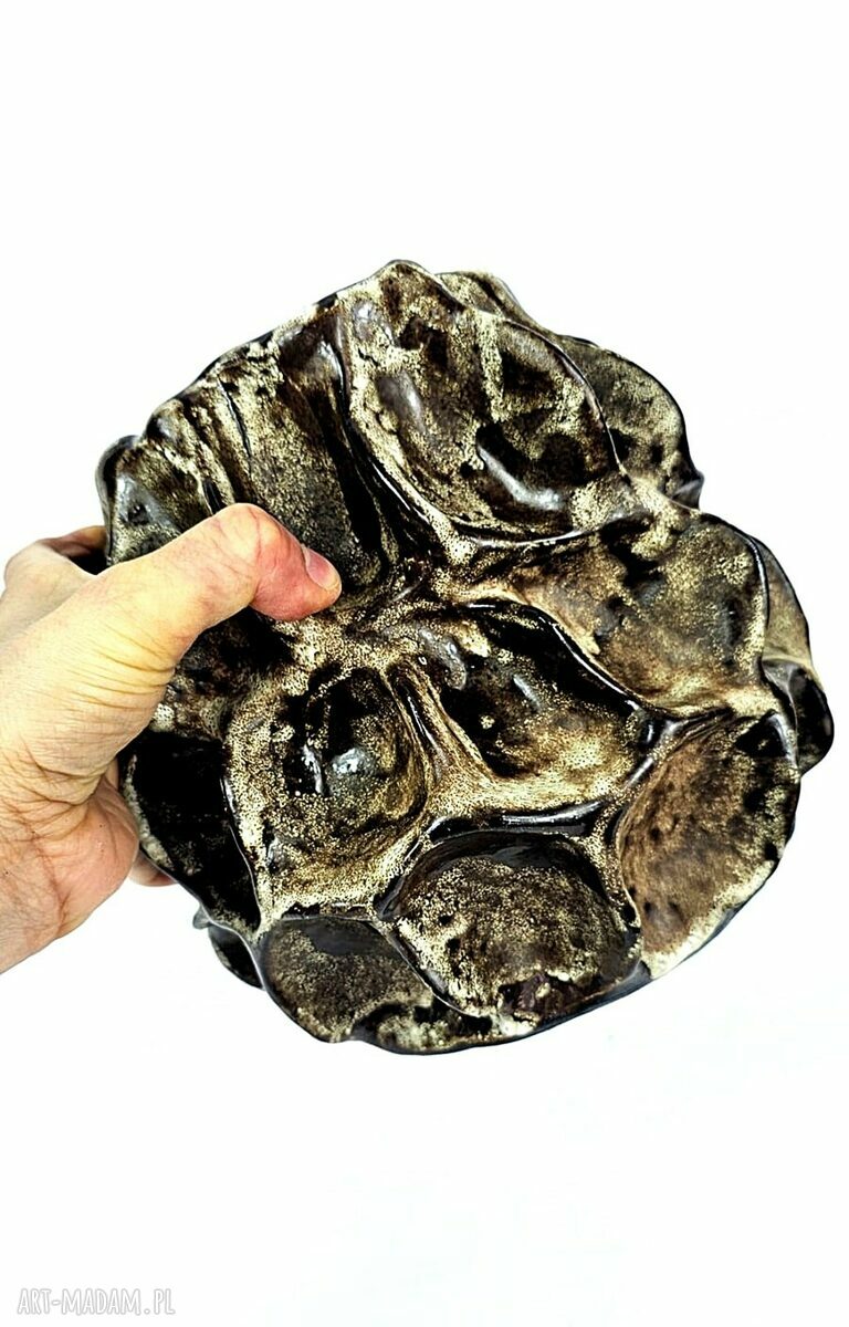 Wazon ceramiczny poLEPIONE (ręcznie lepiona ceramika) - brąz i beż