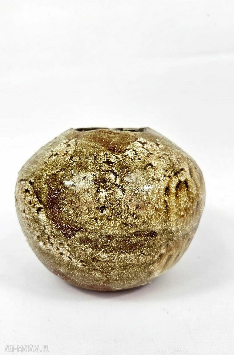 Wazon ceramiczny handmade poLEPIONE - brąz i beż