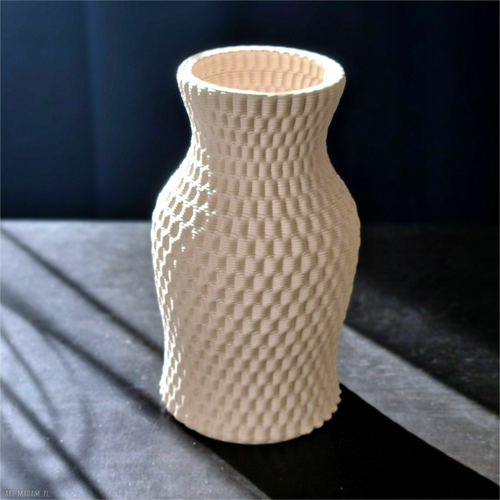 Wazon ceramiczny druk 3D Nowoczesny Minimalistyczny na kwiaty - beżowy, 21 cm