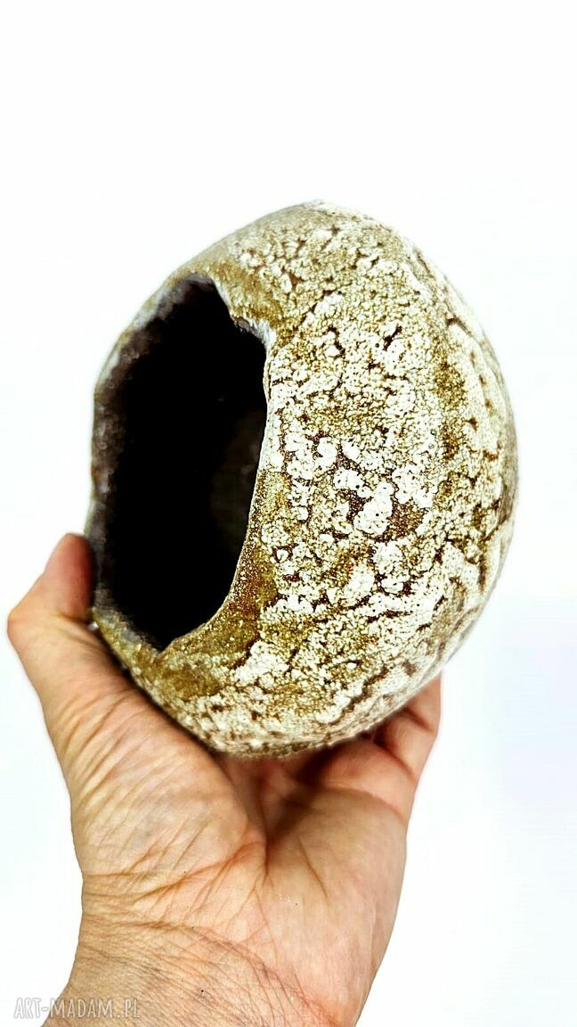Wazon ceramiczny Polepione - brąz i beż